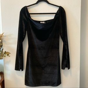 Princess Polly Black Velvet Star Power Mini Dress